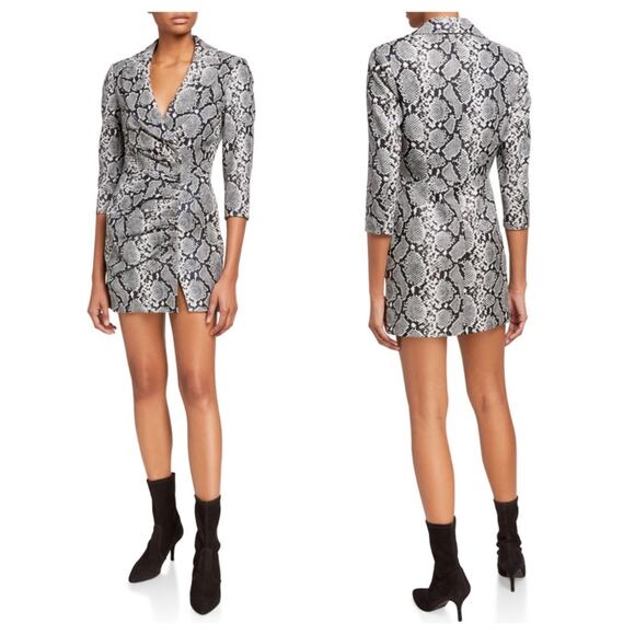 Retrofête Leather Willa Dress in Silver Snakeskin, XS - Picture 3 of 12